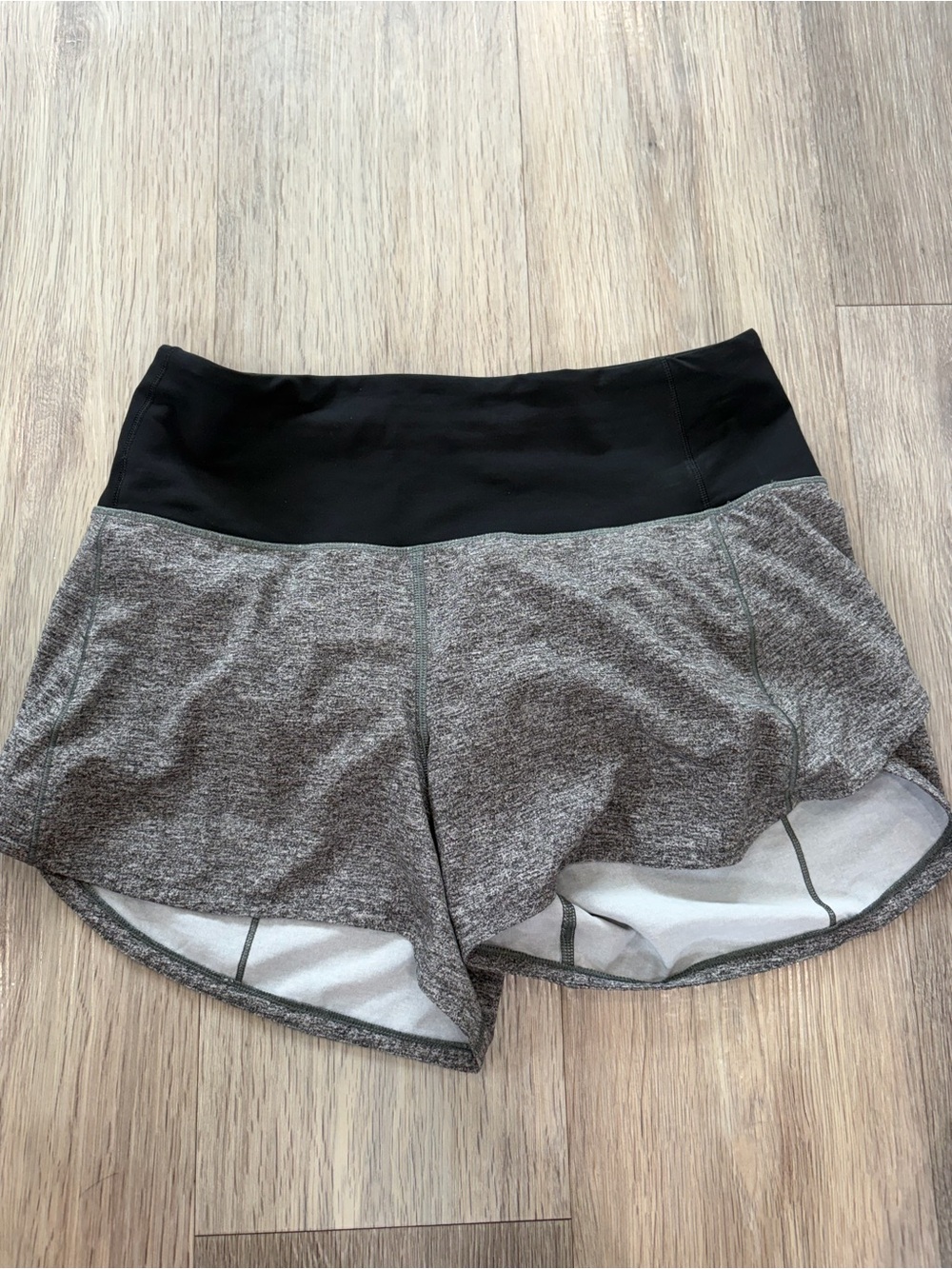 lululemon athletica Heather Gray Athletic Shorts with Black Waistband